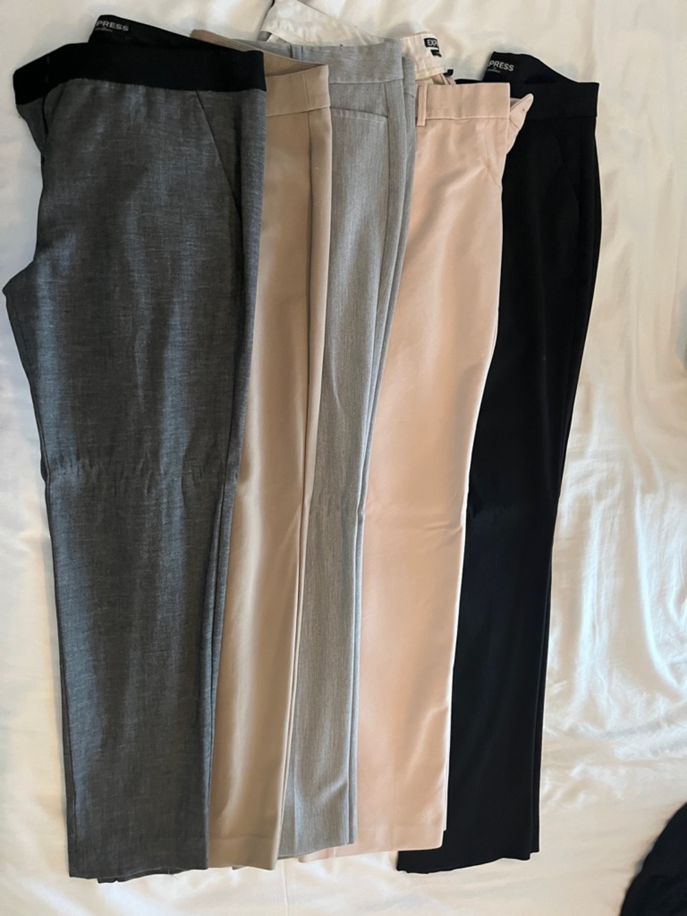 Express slacks bundle 
5 pairs -assorted colors 
4 pairs size 4 -1pair size 6